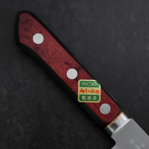 Gyuto Blue Super Edelstahlummantelung Poliert Westlicher Griff in Schwarz-Rot 180mm-[Musashi]-[Japan-Küchenmesser]