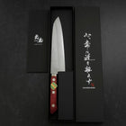 Gyuto Blue Super Edelstahlummantelung Poliert Westlicher Griff in Schwarz-Rot 180mm-[Musashi]-[Japan-Küchenmesser]