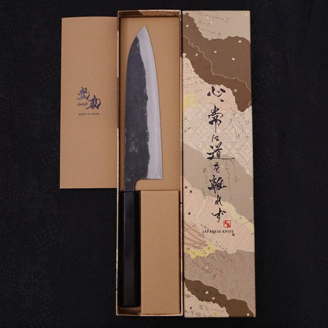 Gyuto Blue Super Kurouchi Buffalo Ebony Handle 180mm (7”)-[Musashi]-[Japan-Küchenmesser]
