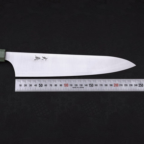 Gyuto Blue Super Polished Maple Green Handle 240mm (9.4”)-[Musashi]-[Japan-Küchenmesser]