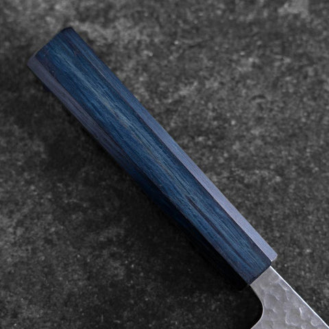 Gyuto Blue Super Tsuchime Dark Blue Urushi Handle 210mm (8.3”)-[Musashi]-[Japanese-Kitchen-Knives]