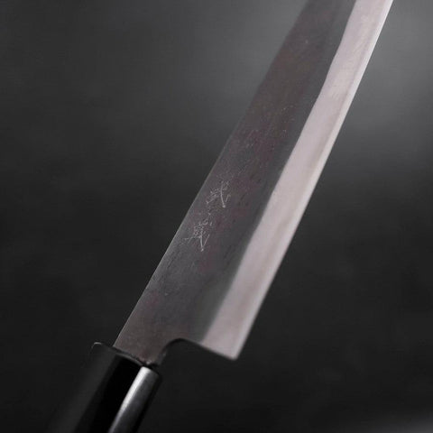 Gyuto Blue steel #1 Edelstahlummantelung, Kurouchi Büffelhorn und Magnolie Griff, 210mm-[Musashi]-[Japan-Küchenmesser]