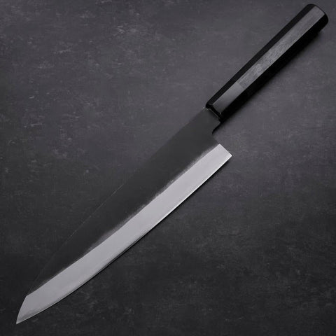 Gyuto Blue Steel #2 Chokin Kurouchi Drache Büffelhorn und Ebenholz Griff 240mm-[Musashi]-[Japan-Küchenmesser]