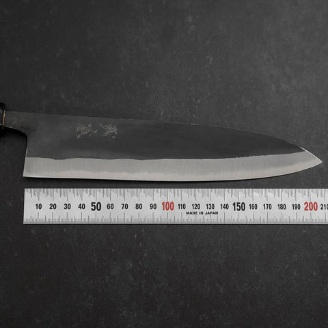 Gyuto Blue steel #2 Kurouchi Büffelhorn und Ebenholz Griff 210mm-[Musashi]-[Japan-Küchenmesser]