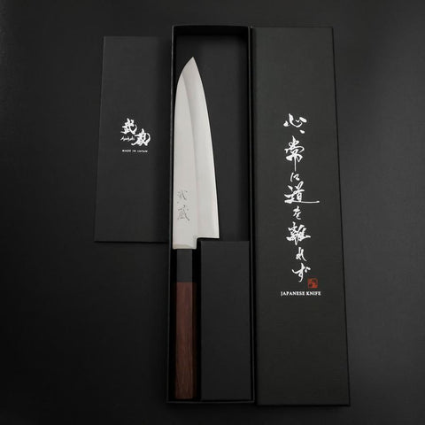 Gyuto Edelstahlummantelung Blue Super Poliert Rosenholz Griff 180mm-[Musashi]-[Japan-Küchenmesser]