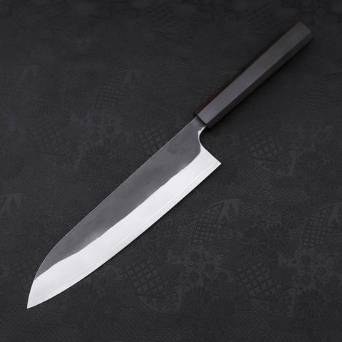 Gyuto Edelstahlummantelung White Steel #2 Kurouchi Ebenholz Griff 210mm-[Musashi]-[Japan-Küchenmesser]