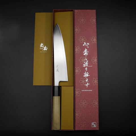 Gyuto HAP-40 Poliert Büffelhorn und Magnolienholz Griff 210mm-[Musashi]-[Japan-Küchenmesser]