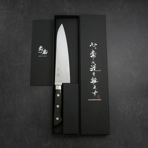 Gyuto Molybdän Poliert Schwarzer Westlicher Griff 180mm-[Musashi]-[Japan-Küchenmesser]