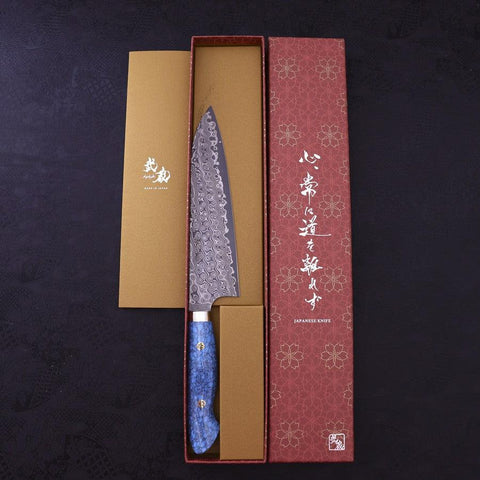 Gyuto SG-2 Damascus Turquoise Blue Handle 210mm-[Musashi]-[Japan-Küchenmesser]