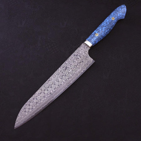 Gyuto SG-2 Damast Blauer Türkis Griff 240mm-[Musashi]-[Japan-Küchenmesser]