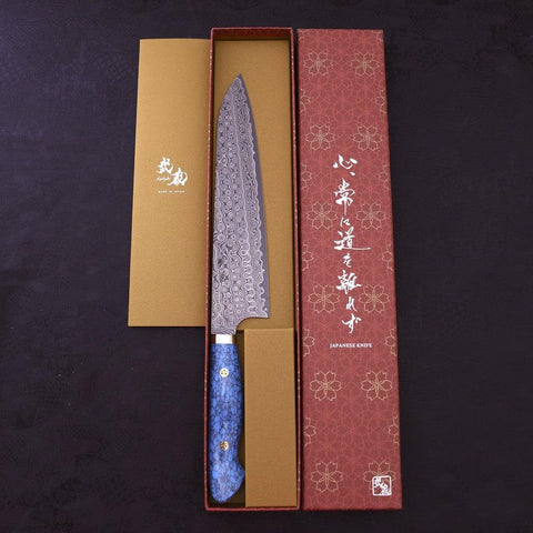 Gyuto SG-2 Damast Blauer Türkis Griff 240mm-[Musashi]-[Japan-Küchenmesser]