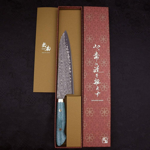Gyuto SG-2 Damast Grüner Türkis Griff 210mm-[Musashi]-[Japan-Küchenmesser]