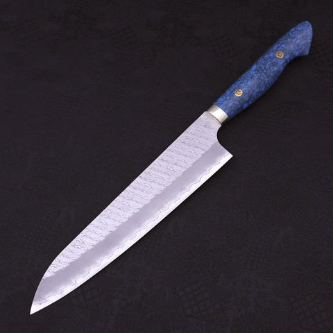 Gyuto SG-2 Tsuchime Blauer Türkis Griff 240mm-[Musashi]-[Japan-Küchenmesser]
