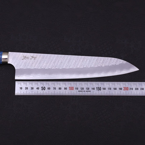 Gyuto SG-2 Tsuchime Blauer Türkis Griff 240mm-[Musashi]-[Japan-Küchenmesser]