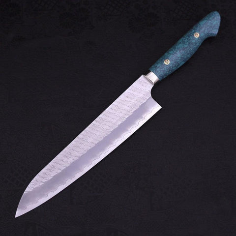 Gyuto SG-2 Tsuchime Grüner Türkis Griff 240mm-[Musashi]-[Japan-Küchenmesser]