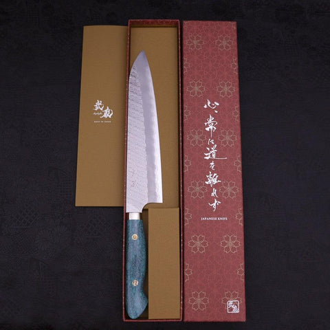 Gyuto SG-2 Tsuchime Grüner Türkis Griff 240mm-[Musashi]-[Japan-Küchenmesser]