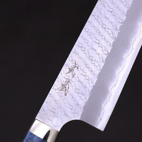 Gyuto SG-2, Tsuchime Türkis Griff in Blau, 240mm-[Musashi]-[Japan-Küchenmesser]