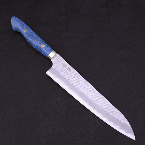 Gyuto SG-2, Tsuchime Türkis Griff in Blau, 240mm-[Musashi]-[Japan-Küchenmesser]