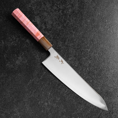 Gyuto SLD Kagami Dunkelrosa Büffelhorn und Ahornholz Griff 210mm-[Musashi]-[Japan-Küchenmesser]