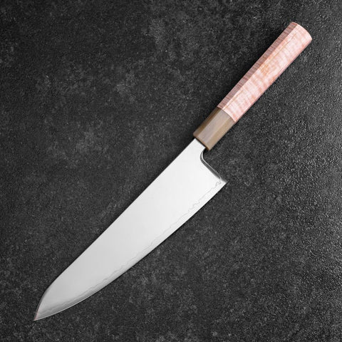 Gyuto SLD Kagami Hell-Rosa Büffelhorn und Ahornholz Griff 210mm-[Musashi]-[Japan-Küchenmesser]