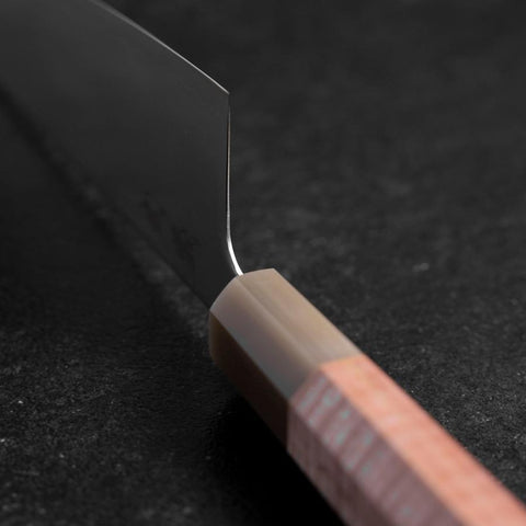 Gyuto SLD Kagami Hell-Rosa Büffelhorn und Ahornholz Griff 210mm-[Musashi]-[Japan-Küchenmesser]