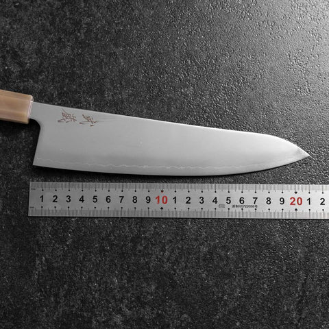Gyuto SLD Kagami Hell-Rosa Büffelhorn und Ahornholz Griff 210mm-[Musashi]-[Japan-Küchenmesser]