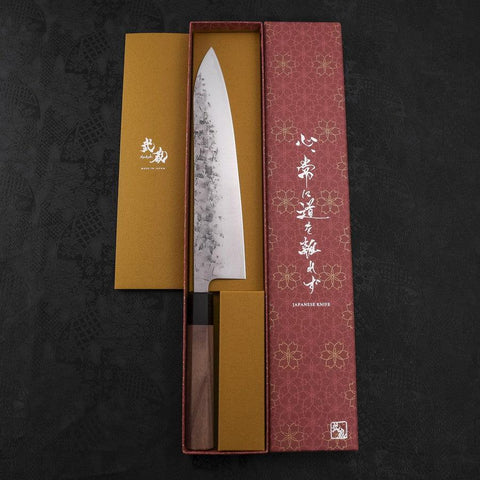 Gyuto SLD Nashiji Washi Walnussholz Griff 240mm-[Musashi]-[Japan-Küchenmesser]