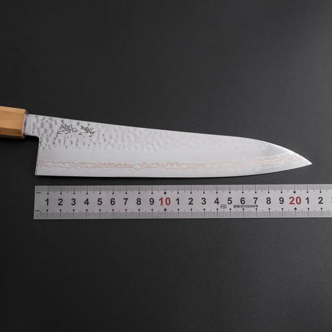 Gyuto SLD Nickel Tsuchime Kolorierter Damast Olivenholz Griff 210mm Limited Edition-[Musashi]-[Japan-Küchenmesser]
