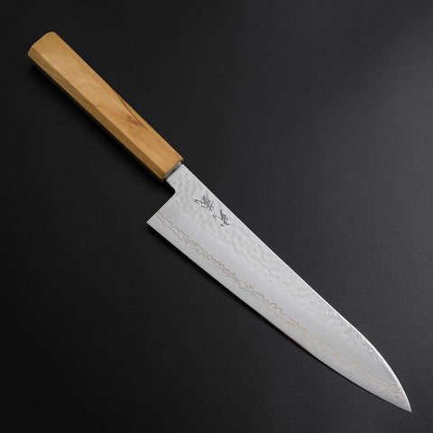 Gyuto SLD Nickel Tsuchime Kolorierter Damast Olivenholz Griff 210mm Limited Edition-[Musashi]-[Japan-Küchenmesser]