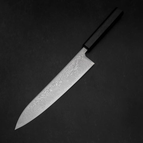 Gyuto SLD Wave Nickel Damascus Dark Blue Urushi Handle 240mm (9.4”)-[Musashi]-[Japan-Küchenmesser]