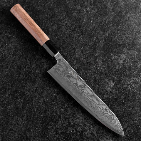 Gyuto SLD Wave Nickel Damast Büffelhorn und Walnussholz Griff 210mm-[Musashi]-[Japan-Küchenmesser]
