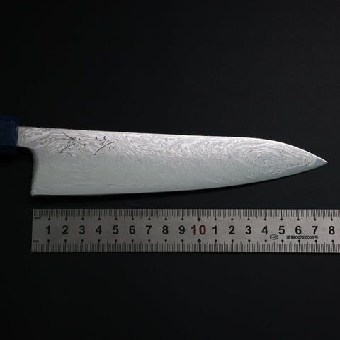 Gyuto SLD Wellen Nickel Damast Blauer Urushi Griff 180mm-[Musashi]-[Japan-Küchenmesser]