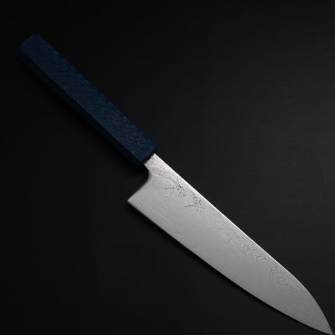 Gyuto SLD Wellen Nickel Damast Blauer Urushi Griff 180mm-[Musashi]-[Japan-Küchenmesser]