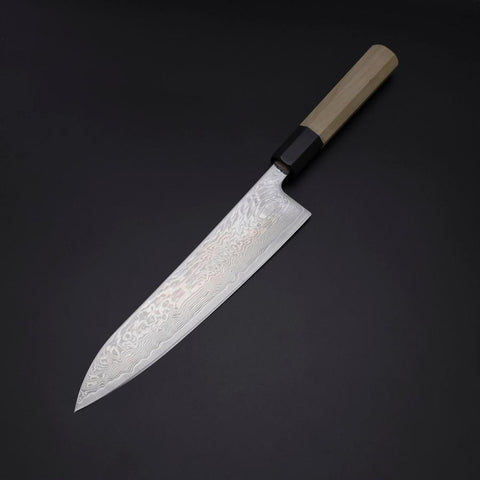 Gyuto SLD Wellen Nickel Damast Büffelhorn und Magnolienholz Griff 210mm-[Musashi]-[Japan-Küchenmesser]