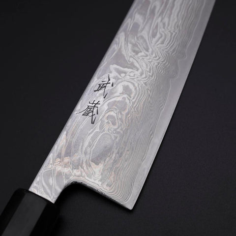 Gyuto SLD Wellen Nickel Damast Büffelhorn und Magnolienholz Griff 210mm-[Musashi]-[Japan-Küchenmesser]