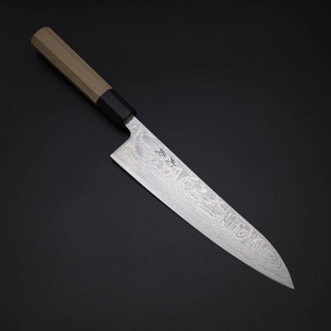 Gyuto SLD Wellen Nickel Damast Büffelhorn und Magnolienholz Griff 210mm-[Musashi]-[Japan-Küchenmesser]