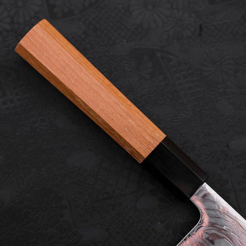 Gyuto SLD Wellen-Nickel Damast Büffelhorn und Teakholz Griff 210mm-[Musashi]-[Japan-Küchenmesser]