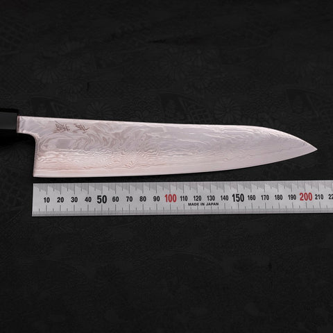 Gyuto SLD Wellen-Nickel Damast Büffelhorn und Teakholz Griff 210mm-[Musashi]-[Japan-Küchenmesser]
