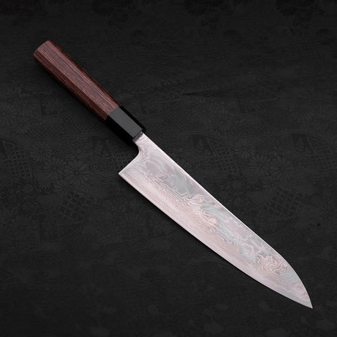 Gyuto SLD, Wellen-Nickel Damast Büffelhorn und Wenge Griff, 210mm-[Musashi]-[Japan-Küchenmesser]