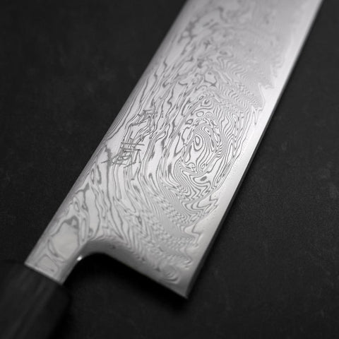 Gyuto SLD Wellen Nickel Damast Urushi Griff in Dunkelblau 240mm-[Musashi]-[Japan-Küchenmesser]