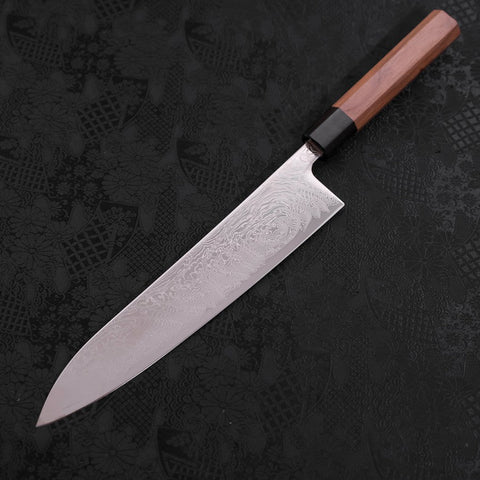Gyuto SLD Wellen-Nickel Damast Walnussholz Griff 240mm-[Musashi]-[Japan-Küchenmesser]