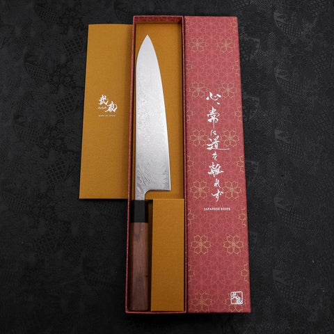 Gyuto SLD Wellen-Nickel Damast Walnussholz Griff 240mm-[Musashi]-[Japan-Küchenmesser]