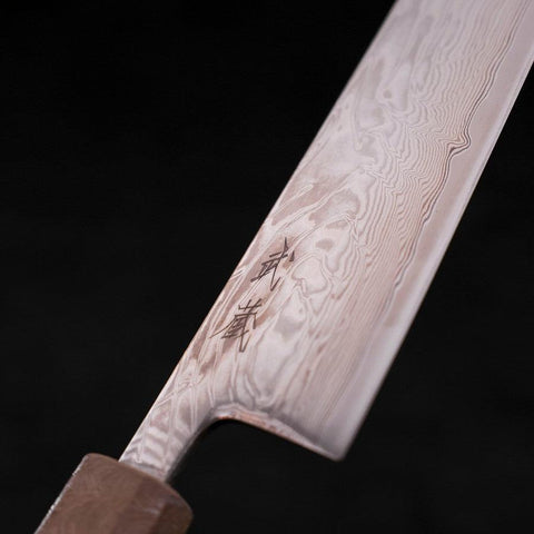 Gyuto SLD Wellen-Nickel Damast Weißer Urushi Griff 210mm-[Musashi]-[Japan-Küchenmesser]