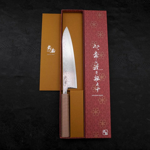 Gyuto SLD Wellen-Nickel Damast Weißer Urushi Griff 210mm-[Musashi]-[Japan-Küchenmesser]
