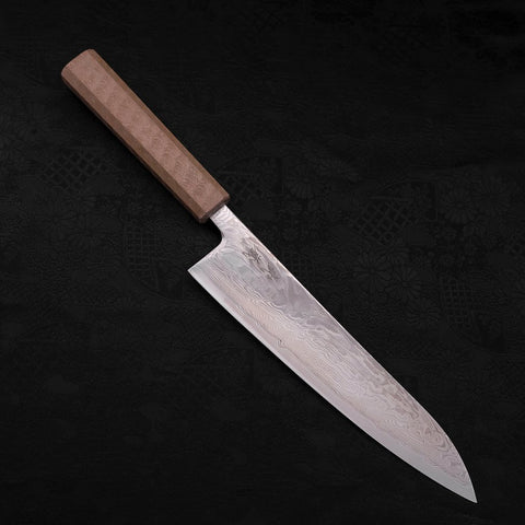 Gyuto SLD Wellen-Nickel Damast Weißer Urushi Griff 210mm-[Musashi]-[Japan-Küchenmesser]