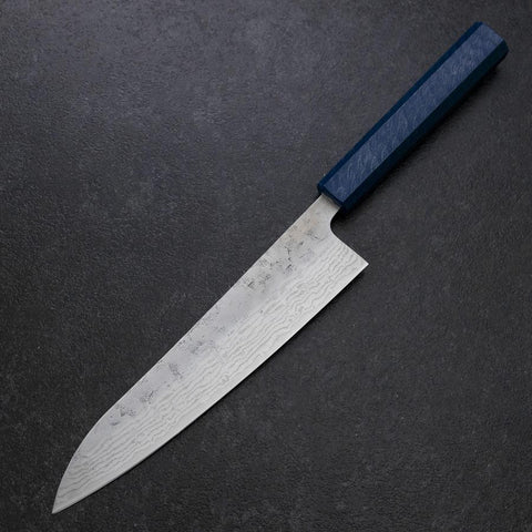 Gyuto Schwedenstahl Nashiji Washi Damast Blauer Urushi Griff 210mm-[Musashi]-[Japan-Küchenmesser]