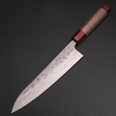 Gyuto Schwedenstahl Nashiji Washi Damast Walnussholz Griff 210mm-[Musashi]-[Japan-Küchenmesser]
