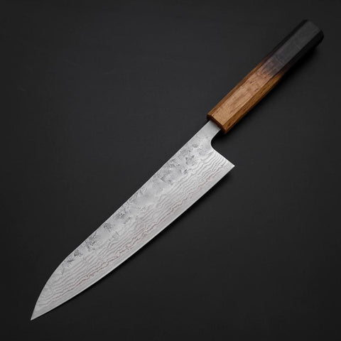 Gyuto Schweden-Stahl Nashiji Washi Yaki Urushi Griff 210mm-[Musashi]-[Japan-Küchenmesser]