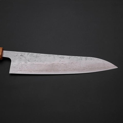 Gyuto Schweden-Stahl Nashiji Washi Yaki Urushi Griff 210mm-[Musashi]-[Japan-Küchenmesser]