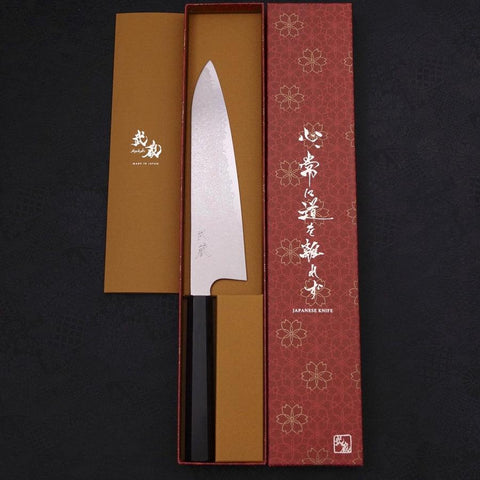 Gyuto Silver Steel #3 Damascus Buffalo Ebony Handle 210mm-[Musashi]-[Japan-Küchenmesser]
